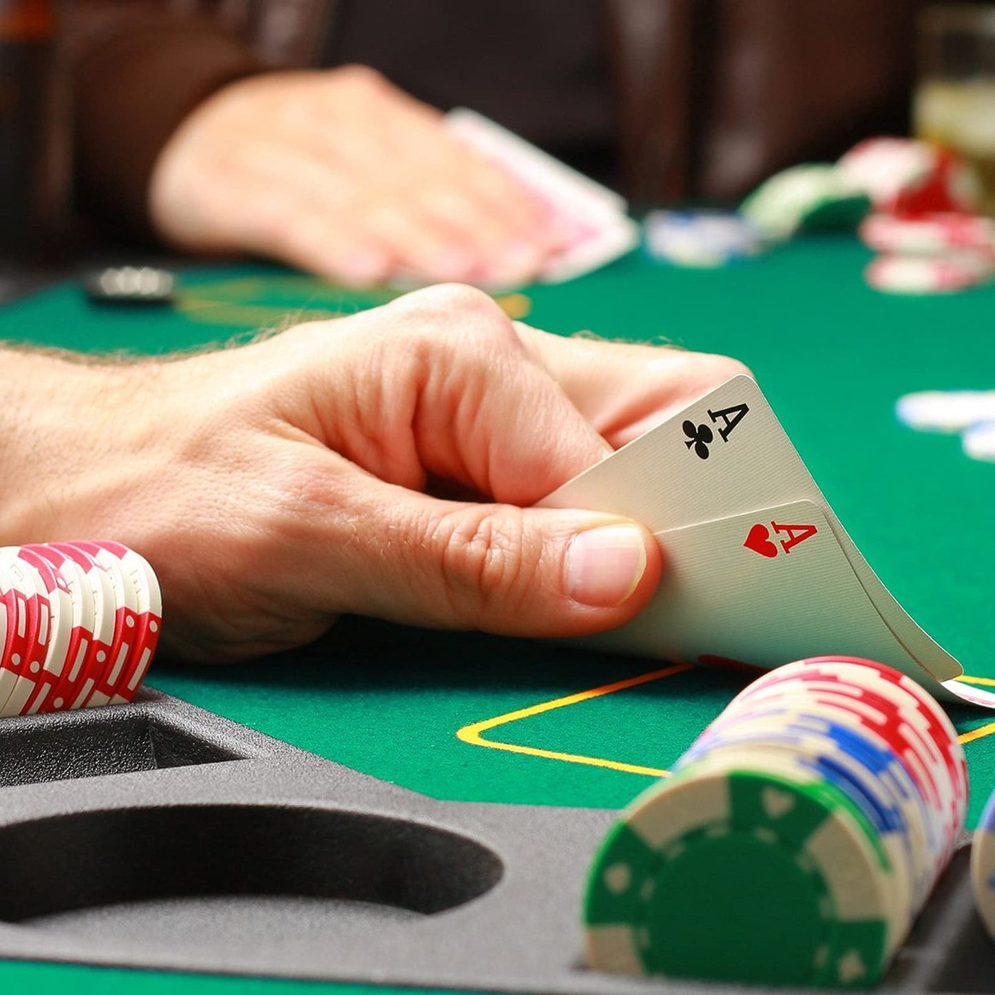 EVIEUN 48-Inch 8-Player Folding Poker Table Top – Portable Casino-Style Layout with Carry Bag