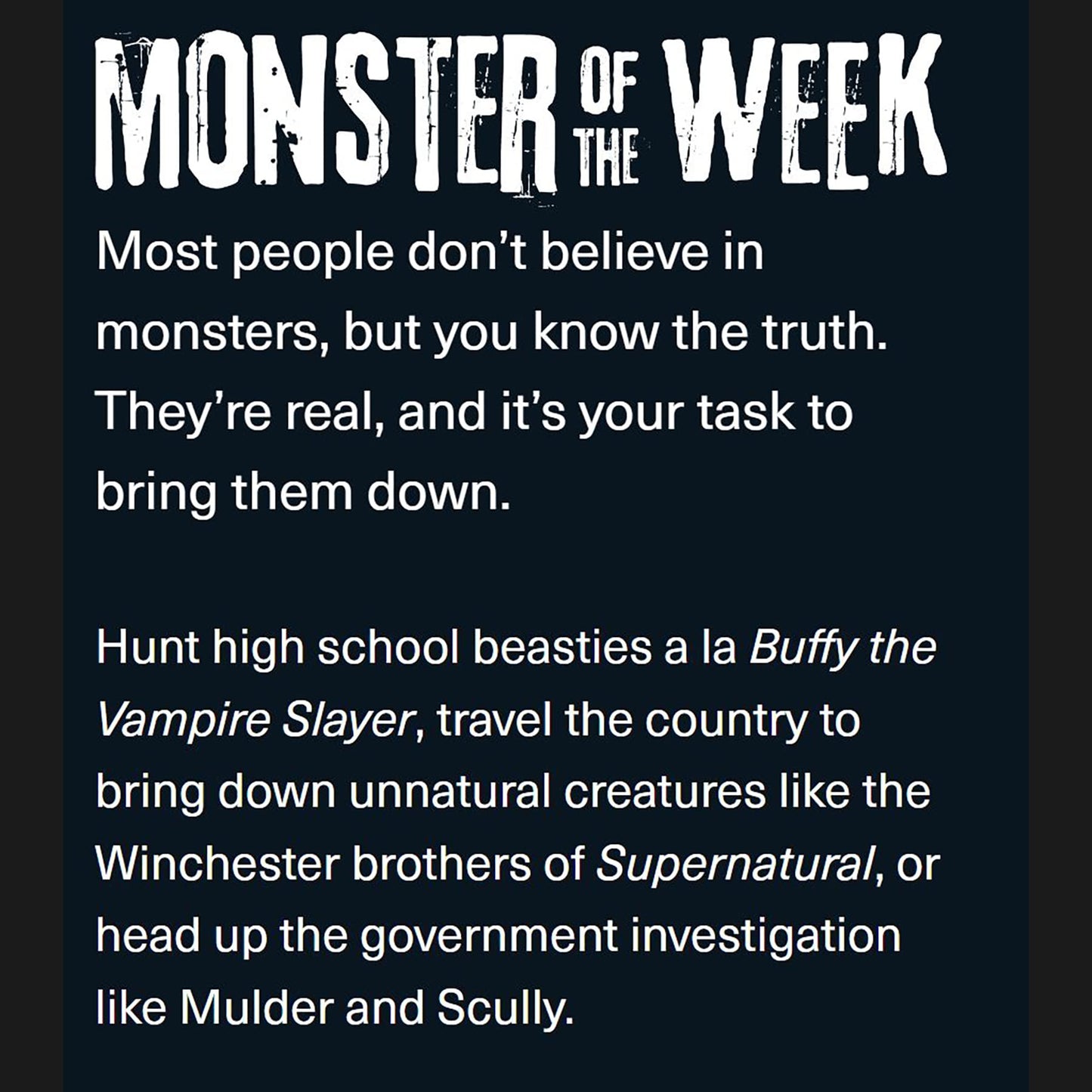 Monster of the Week Hardcover Edition – Evil Hat Productions | Action-Horror RPG for 3–5 Players