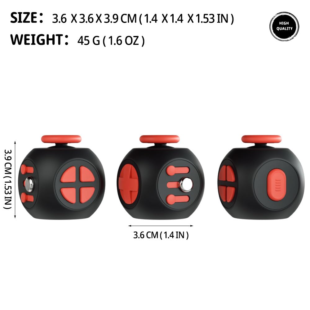 Evnojy Fidget Blocks – Infinite Cube for Adults | Stress Relief & Focus Toy (Black Red)