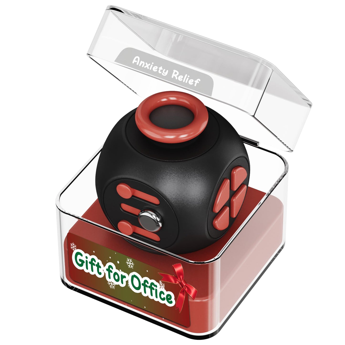 Evnojy Fidget Blocks – Infinite Cube for Adults | Stress Relief & Focus Toy (Black Red)