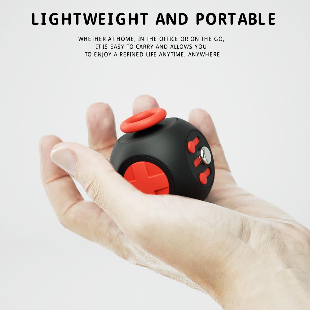 Evnojy Fidget Blocks – Infinite Cube for Adults | Stress Relief & Focus Toy (Black Red)