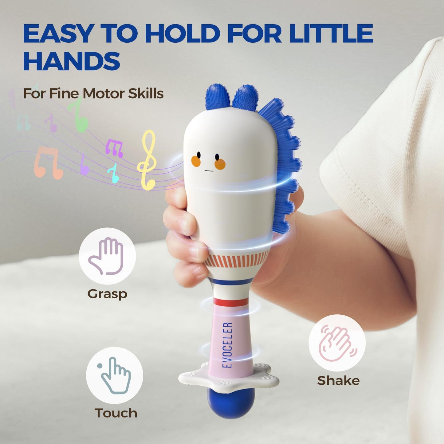 Evoceler 2-Pack Bear Rattles & Teether – Soft Silicone Baby Toys