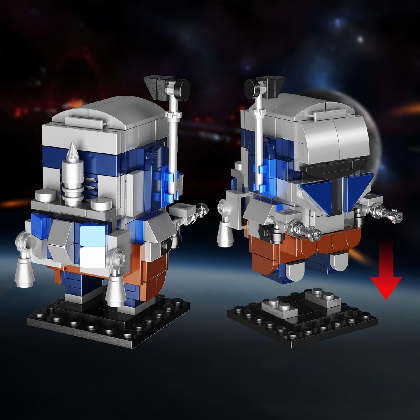 EvoFTIOR Jango Fett Headz Brick Figure & Slave 1 Tensegrity Model