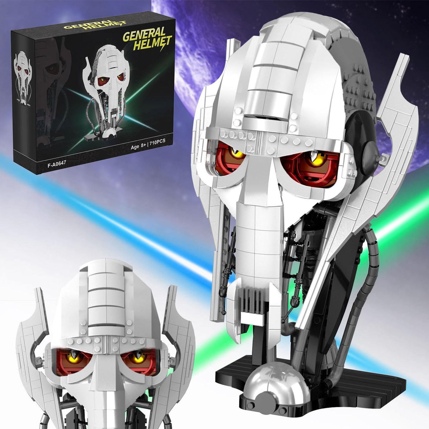 EvoFTIOR General Grievous Helmet — LEGO-Compatible 710-Piece Display Model for Adults and Collectors