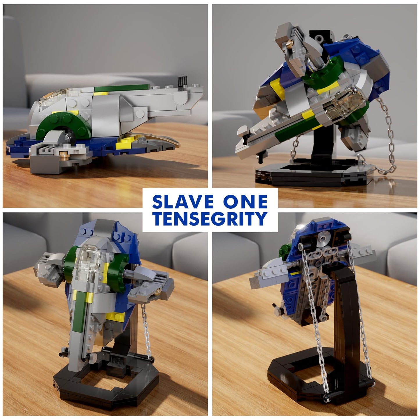 EvoFTIOR Jango Fett Headz Brick Figure & Slave 1 Tensegrity Model