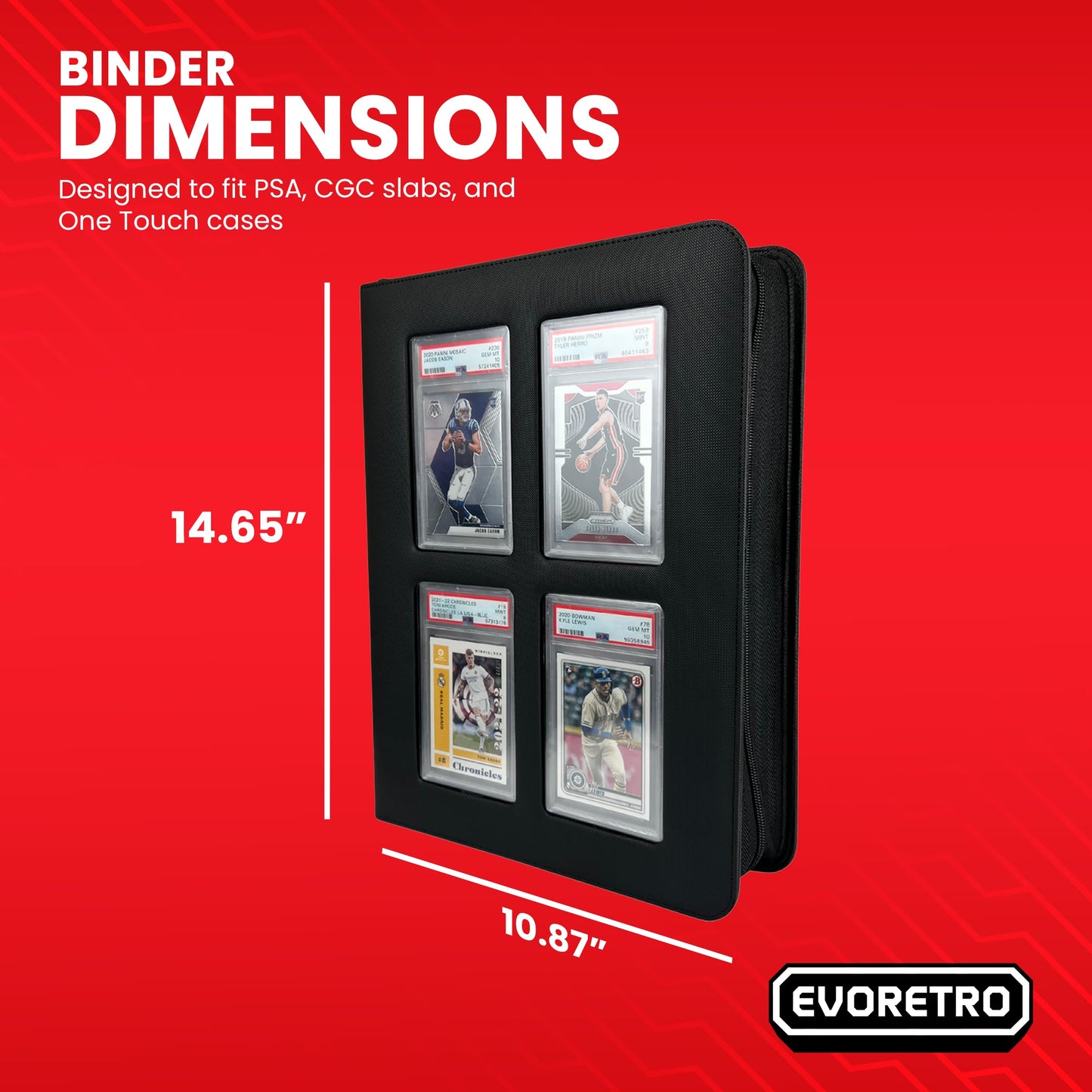 EVORETRO Premium Card Slab Binder – 360° Protection, Display Window, 96-Card Capacity