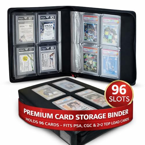 EVORETRO Premium Card Slab Binder – 360° Protection, Display Window, 96-Card Capacity
