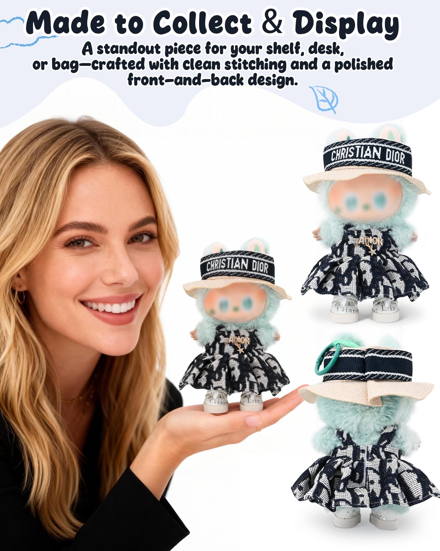 Evowatt 2-Piece Labubu Doll Outfit Set — Hair Clip & Dress for 17cm Dolls