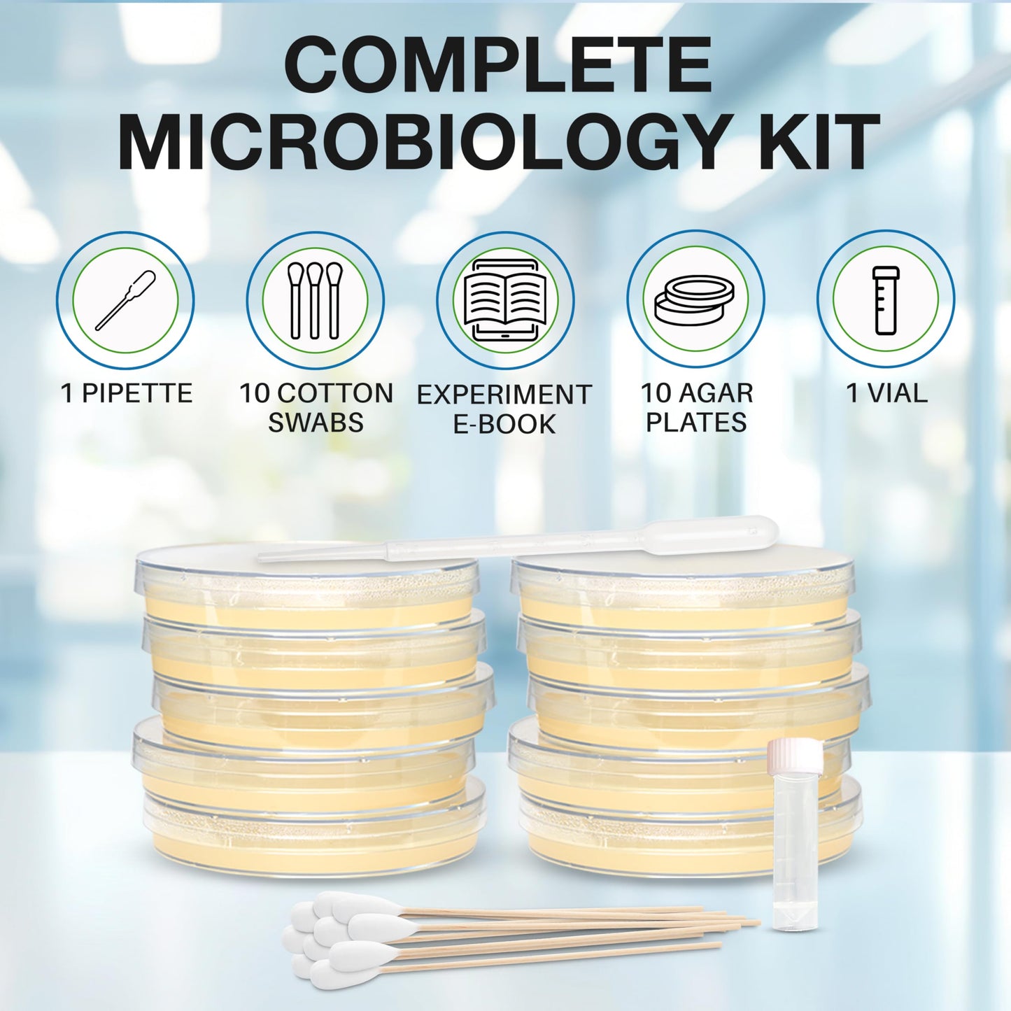 Evviva Sciences Microbiology Kit – Pre-Poured Agar Plates & Educational eBook