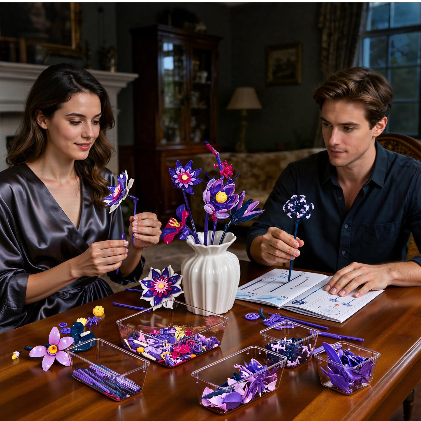 EWED Gothic Flowers Bouquet Building Set for Adults — Lego Botanical Collection Compatible