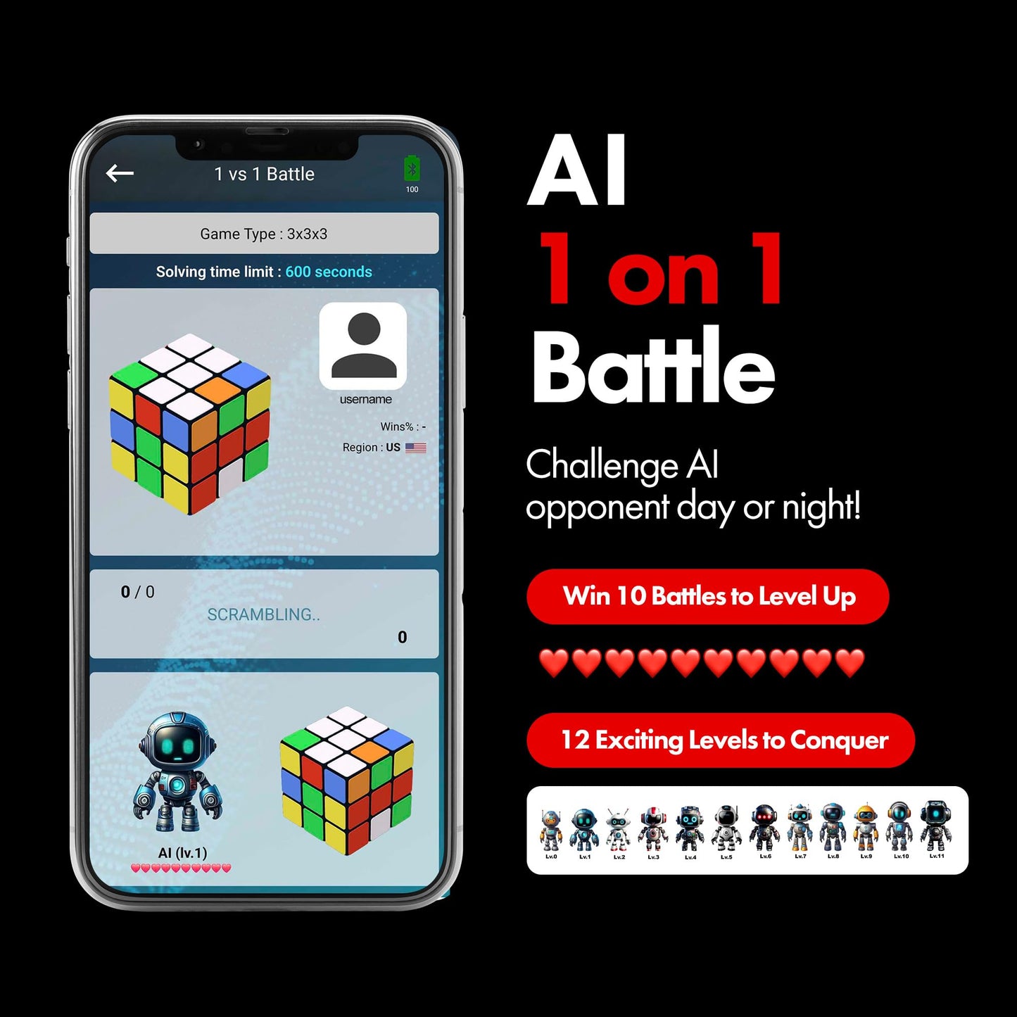 eX-Mars Connect AI Robot Cube - Self-Scrambling STEM Puzzle, 10 Types, Music