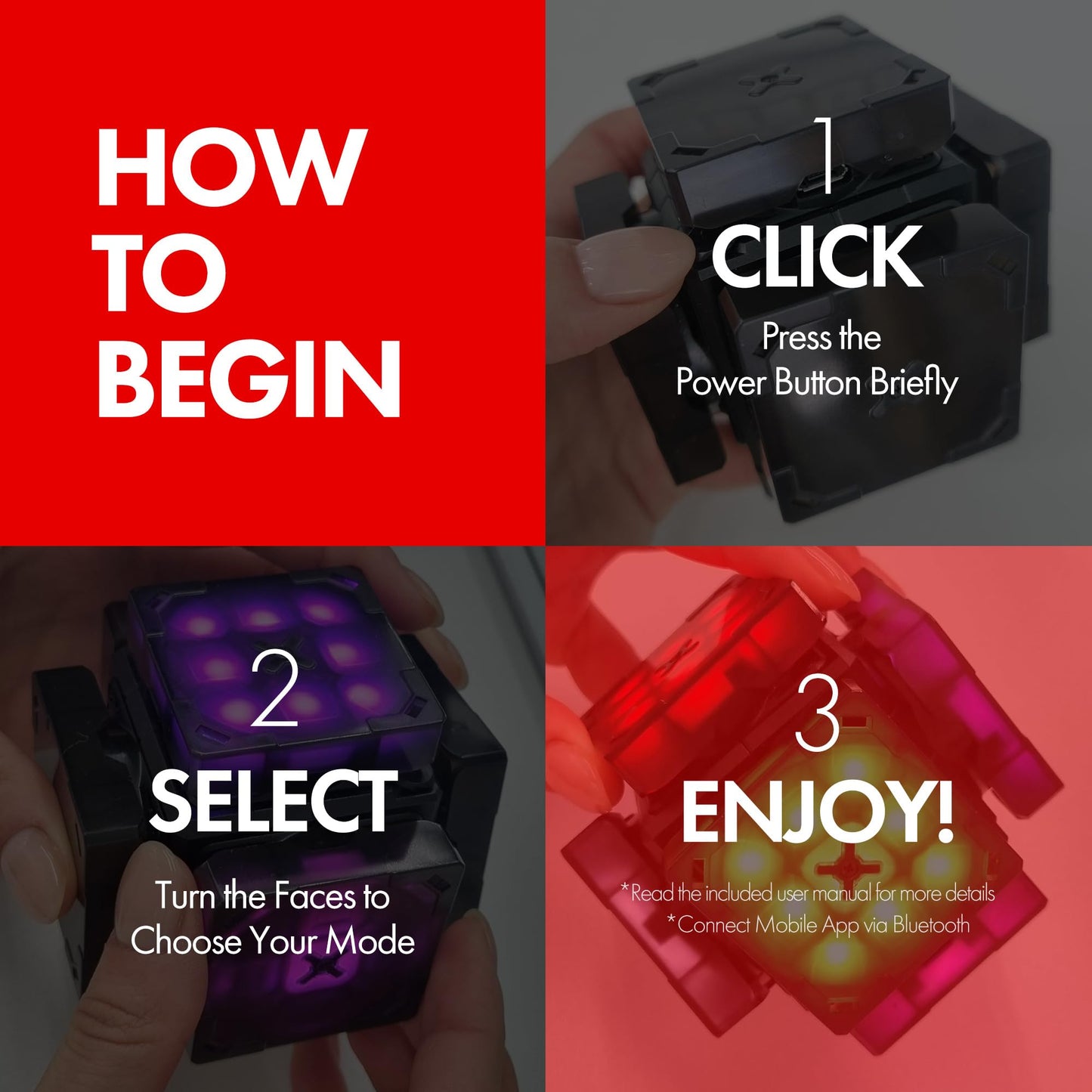 eX-Mars Connect AI Robot Cube - Self-Scrambling STEM Puzzle, 10 Types, Music