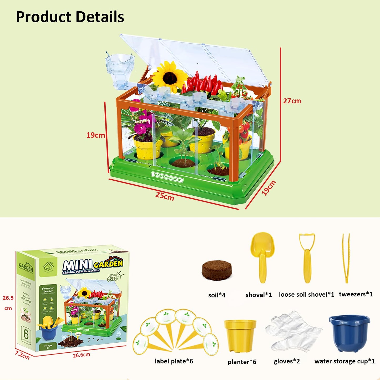 EXBEPE Kids Gardening Kit Greenhouse Terrarium – Educational Plant Growing Set for Boys & Girls