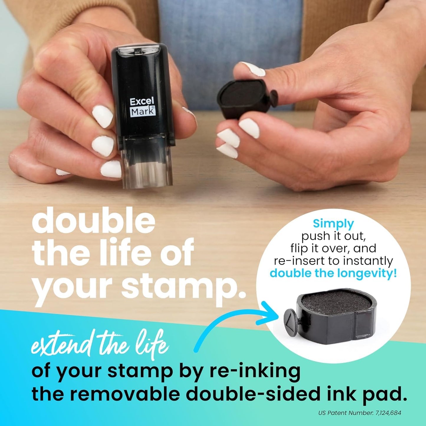 ExcelMark Round Teacher Stamp - Dino-MITE! - Red Ink