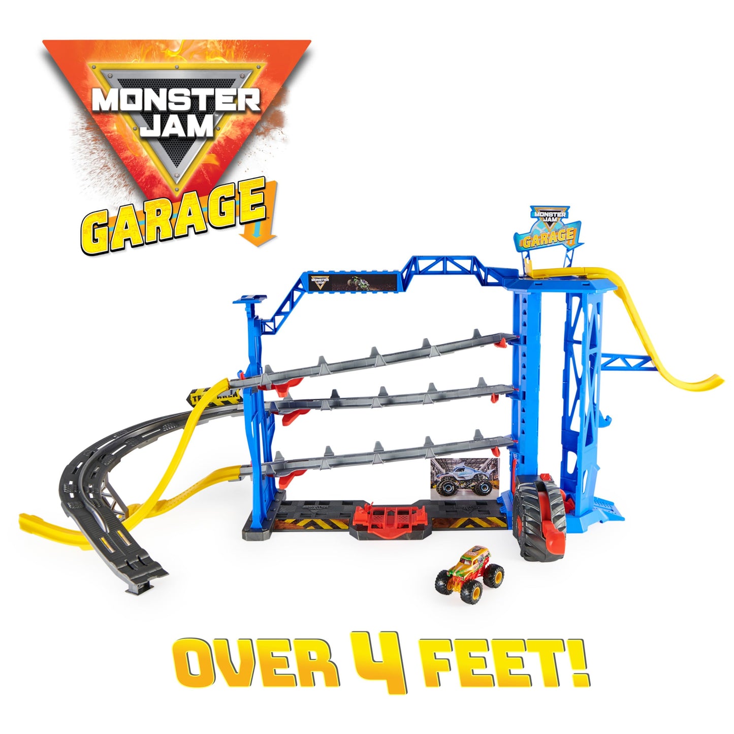 Monster Jam Garage Playset with Lights & Exclusive Grave Digger Truck