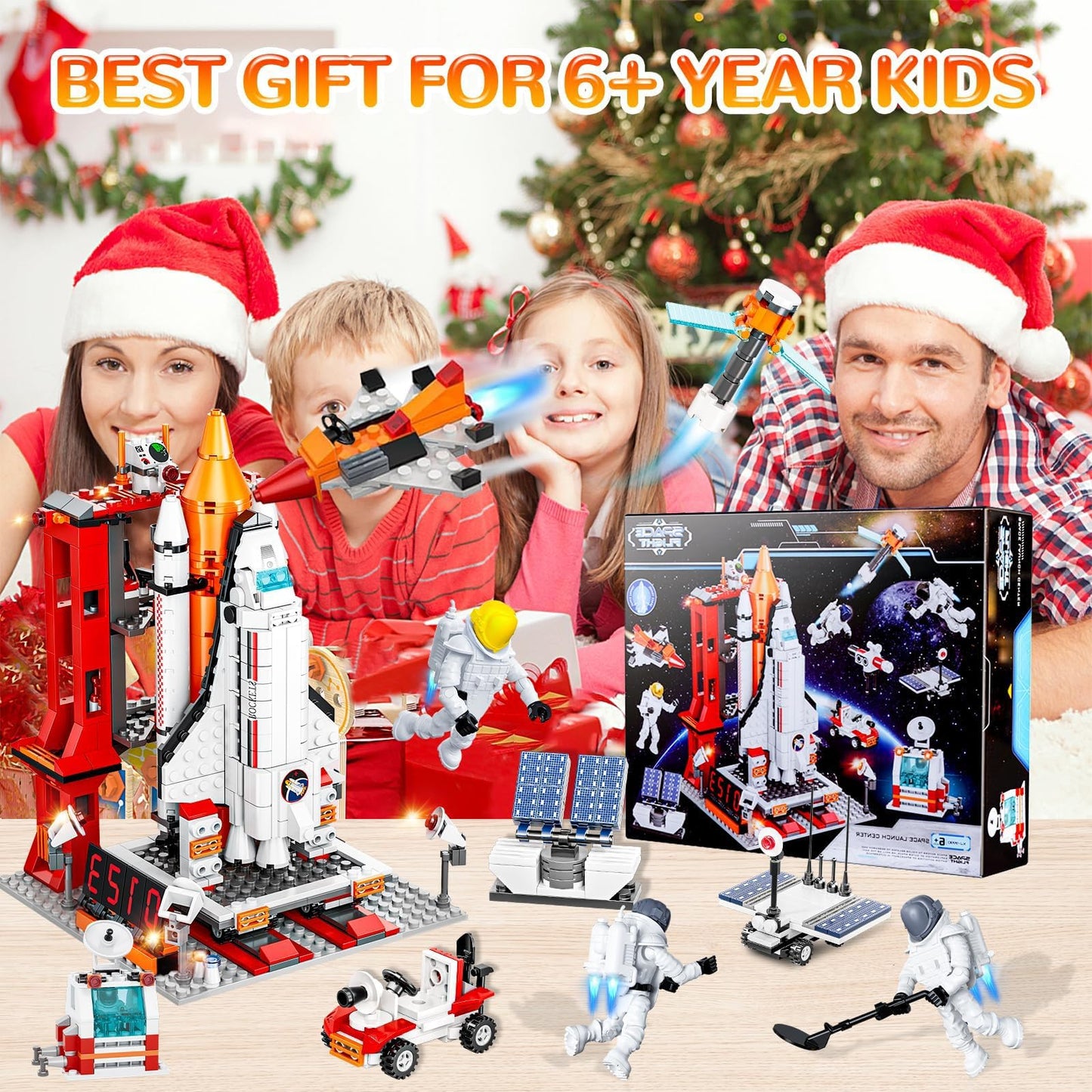 EXCOUP Space Exploration Shuttle Toys – 12-in-1 STEM Aerospace Building Kit (855 Pcs)