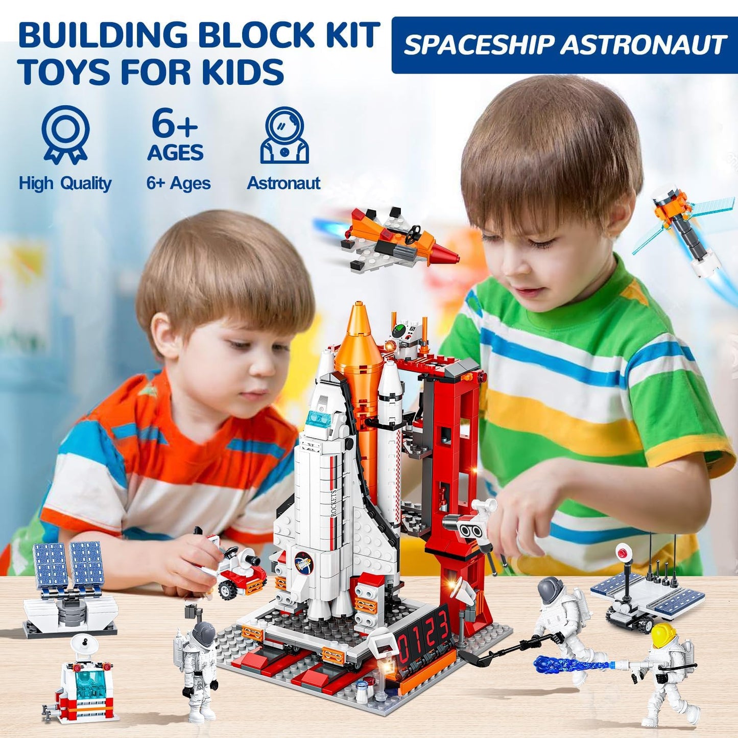 EXCOUP Space Exploration Shuttle Toys – 12-in-1 STEM Aerospace Building Kit (855 Pcs)