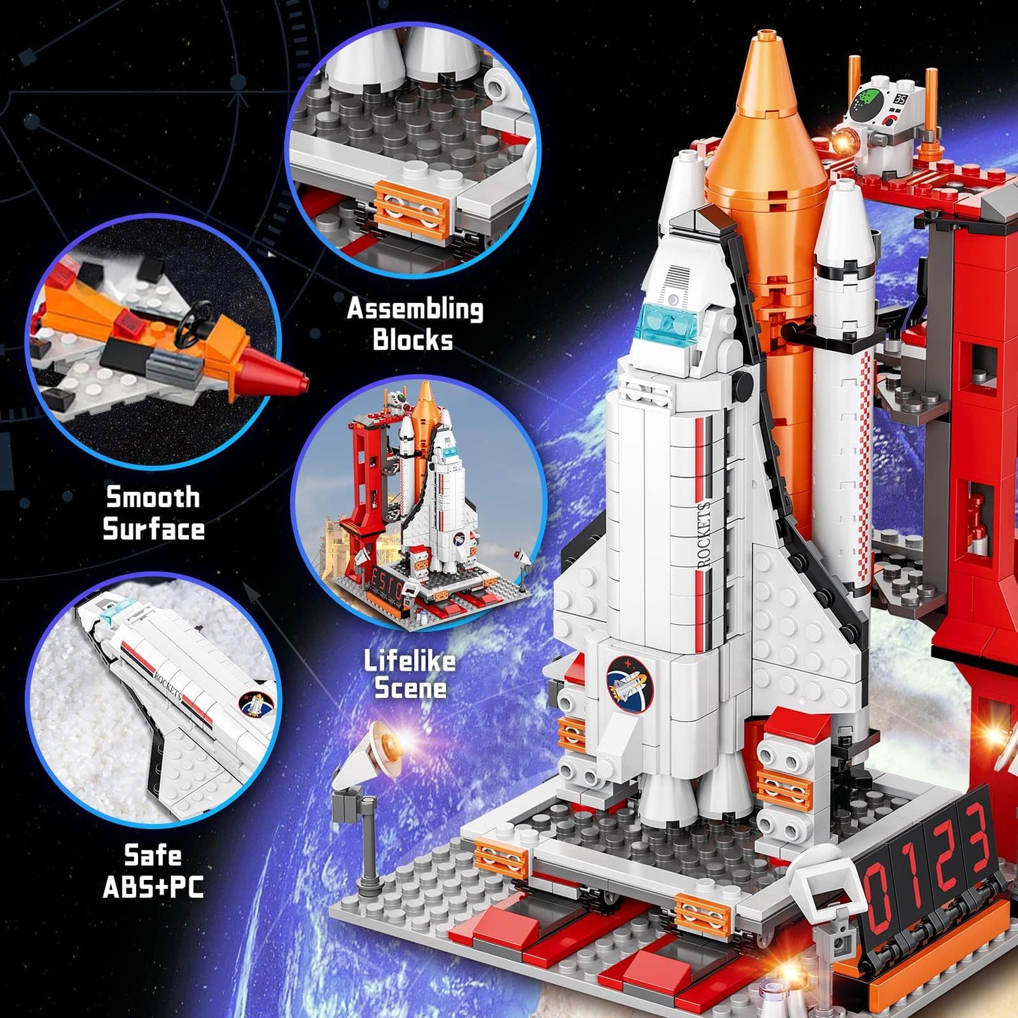 EXCOUP Space Exploration Shuttle Toys – 12-in-1 STEM Aerospace Building Kit (855 Pcs)