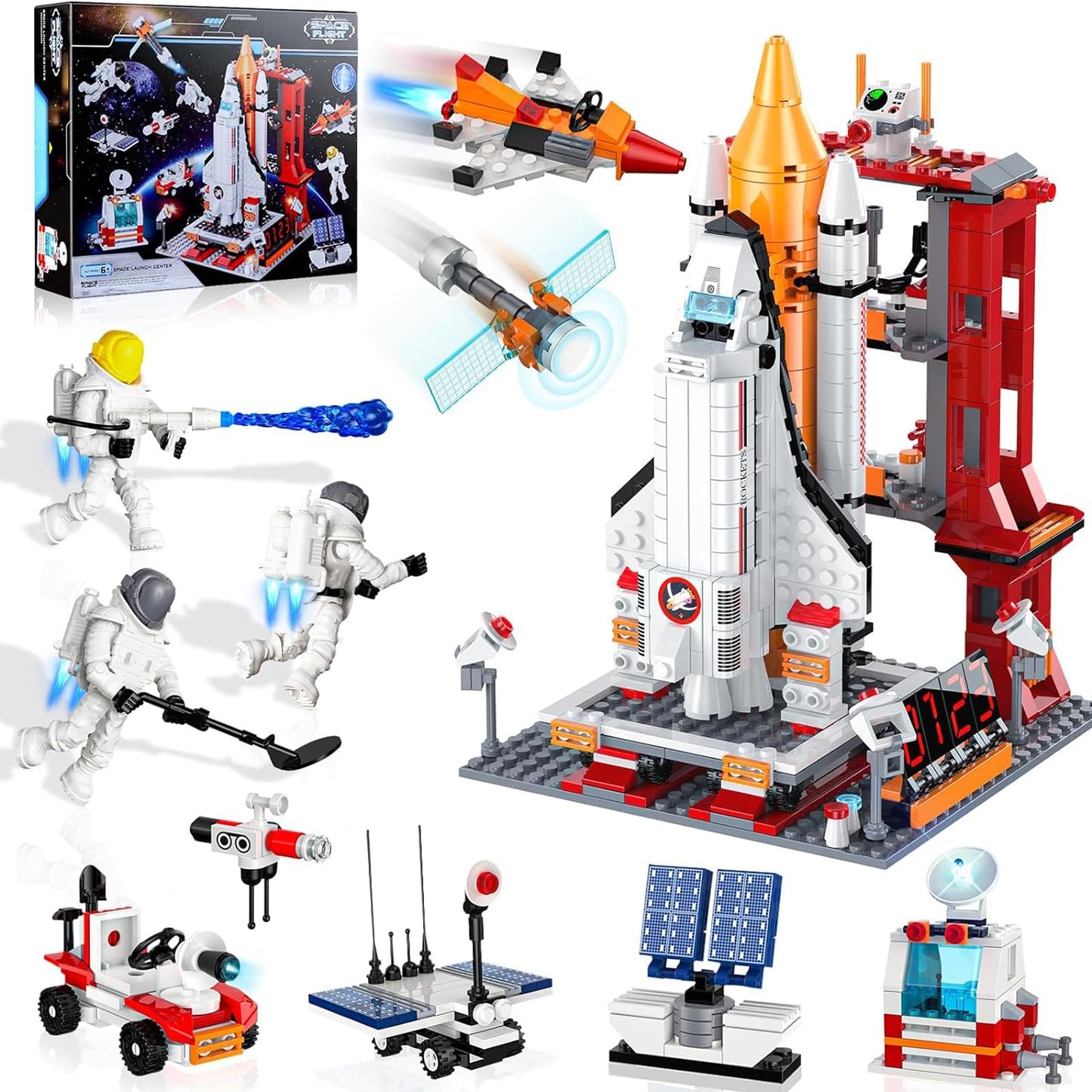 EXCOUP Space Exploration Shuttle Toys – 12-in-1 STEM Aerospace Building Kit (855 Pcs)