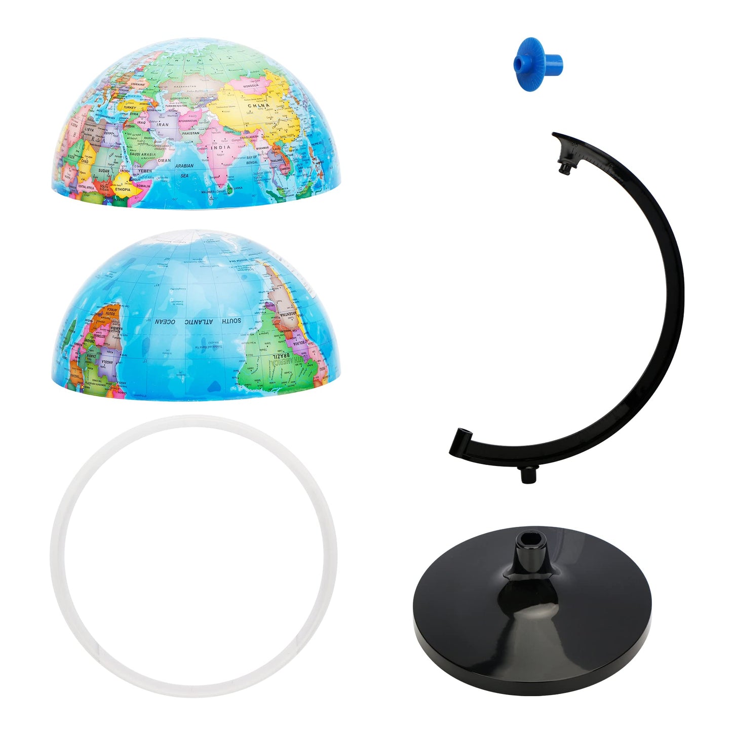 Exerz 12-Inch World Globe – Self-Assembled Educational Political Map for Classroom