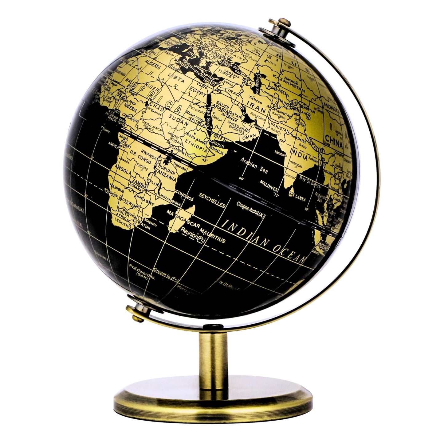 Exerz 5.5-Inch Globe Bronze Arc & Base | Educational Mini World Globe