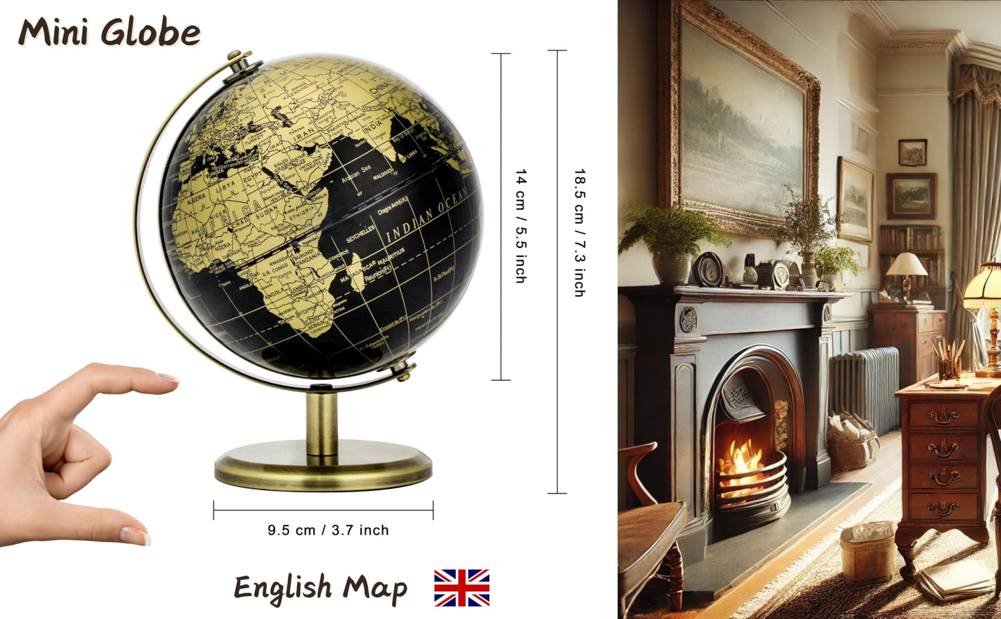 Exerz 5.5-Inch Globe Bronze Arc & Base | Educational Mini World Globe