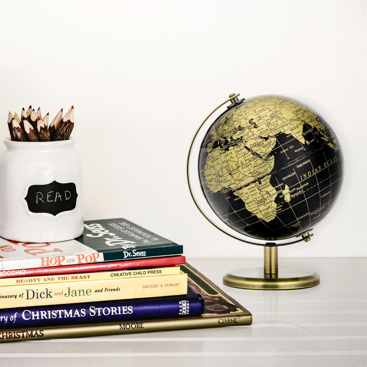Exerz 5.5-Inch Globe Bronze Arc & Base | Educational Mini World Globe