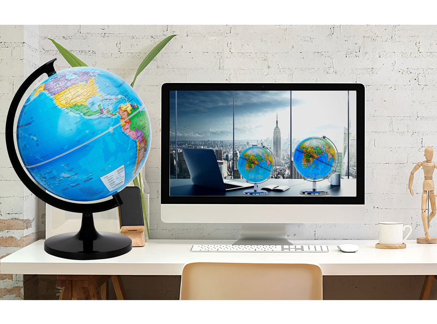 Exerz 12-Inch World Globe – Self-Assembled Educational Political Map for Classroom