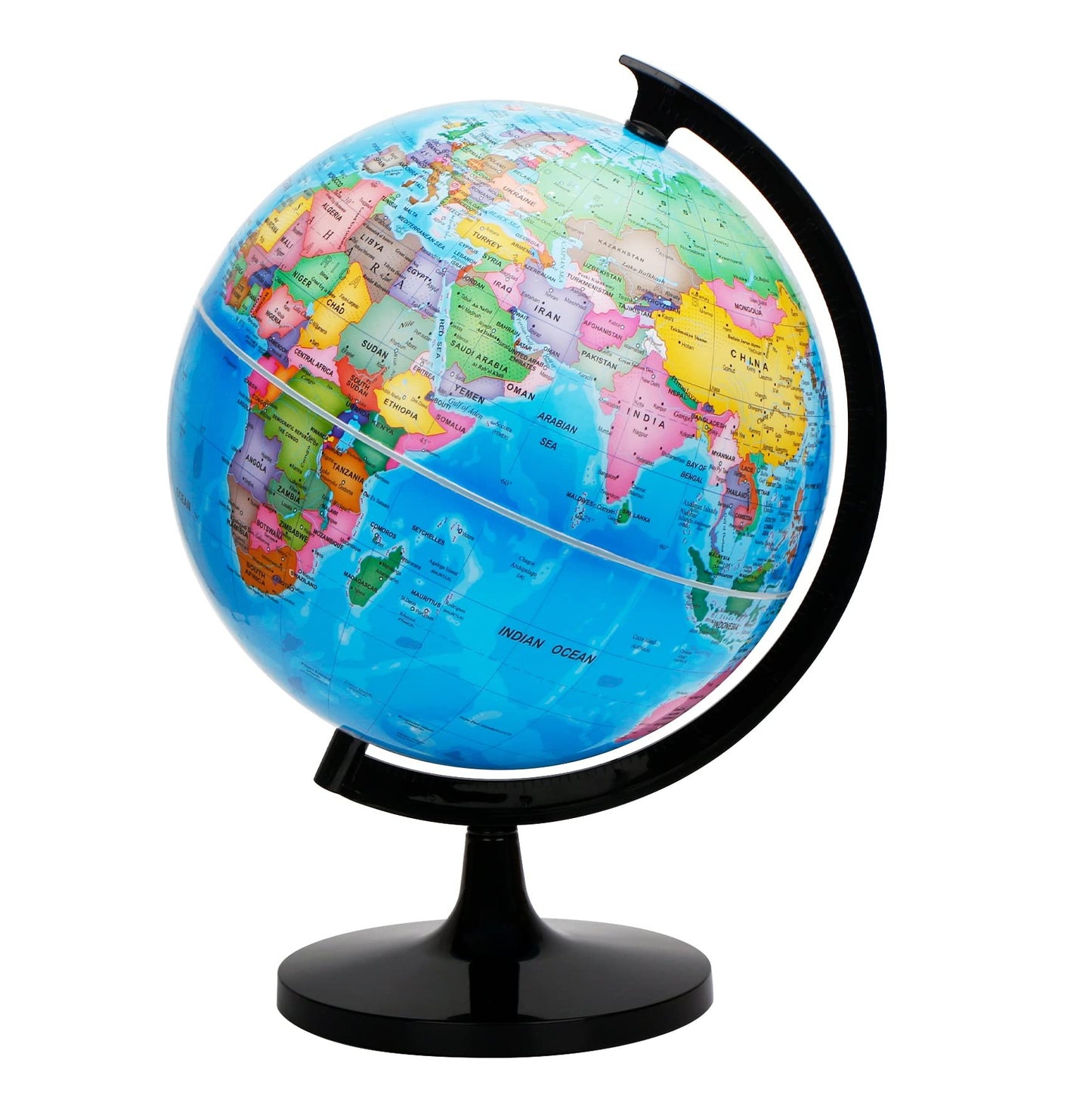 Exerz 12-Inch World Globe – Self-Assembled Educational Political Map for Classroom