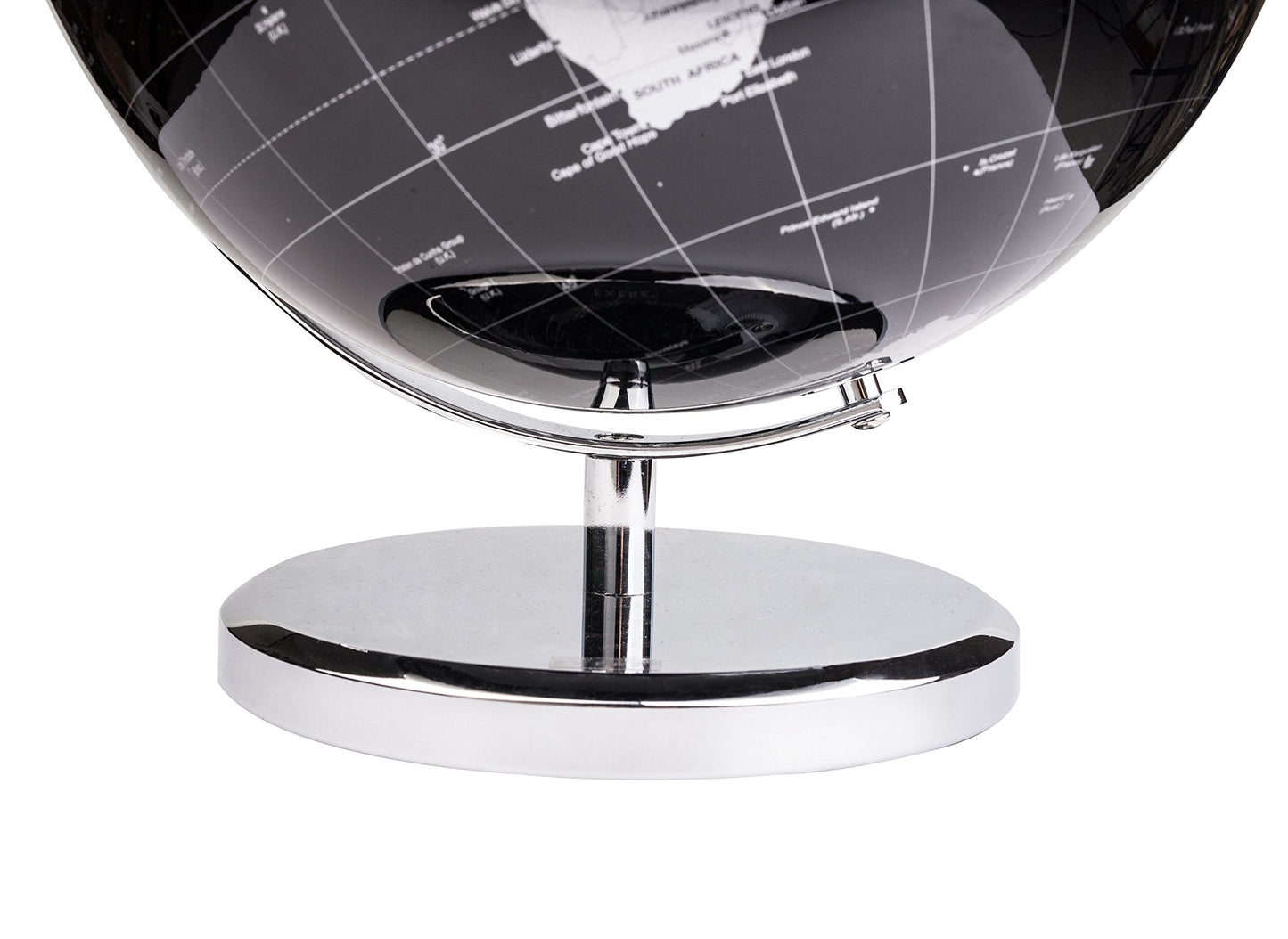 Exerz 10-Inch World Globe Black – Stainless Steel Arc & Base | Educational Desktop Globe
