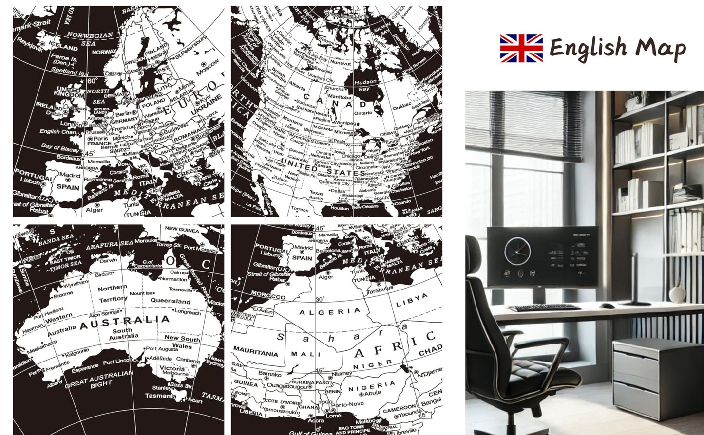 Exerz 10-Inch World Globe Black – Stainless Steel Arc & Base | Educational Desktop Globe