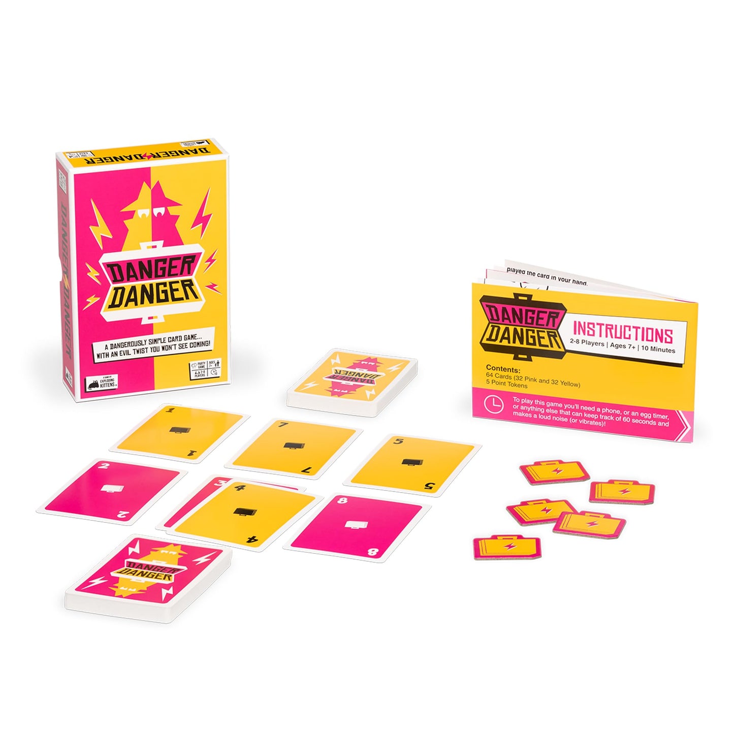 Exploding Kittens Danger Danger: Fast-Paced Team Card Game for 2-8 Players | Ages 7+ | 10-Minute Rounds