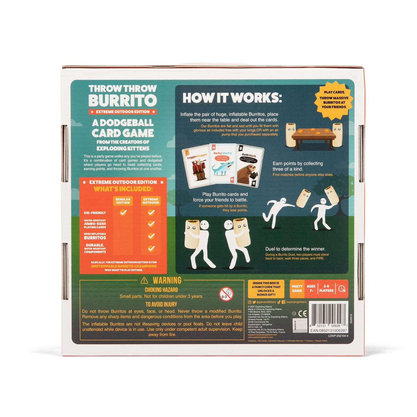Exploding Kittens Throw Throw Burrito Extreme Outdoor Edition – Giant Inflatable Dodgeball Card Game