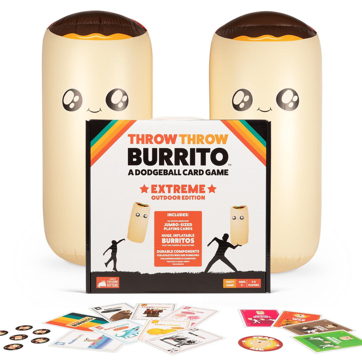 Exploding Kittens Throw Throw Burrito Extreme Outdoor Edition – Giant Inflatable Dodgeball Card Game