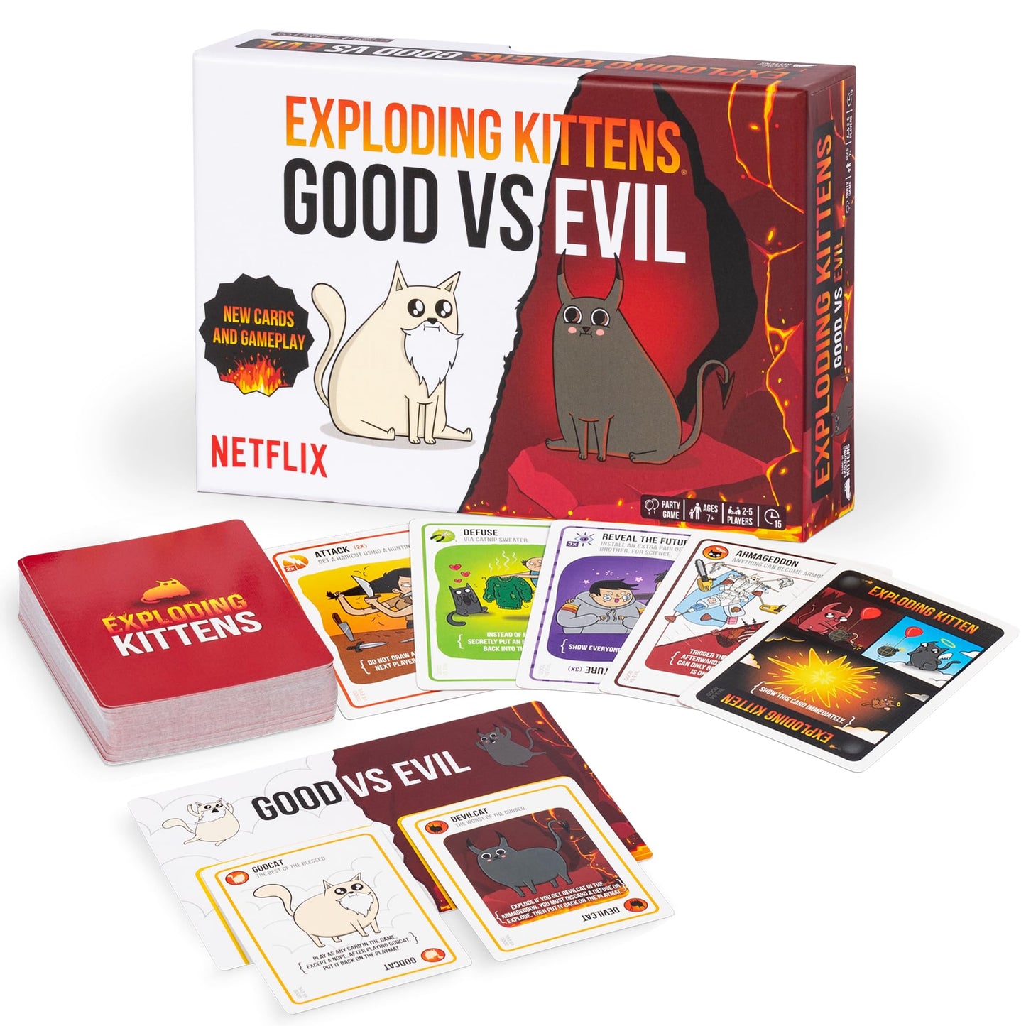 Exploding Kittens Good vs Evil - Netflix-Inspired Card Game for 2-5 Players (Ages 7+)