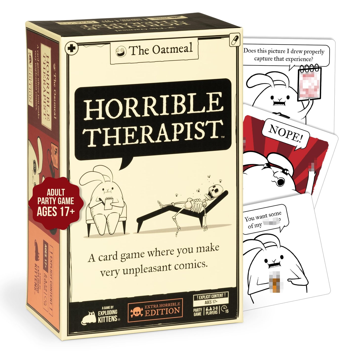 Horrible Therapist Extra Horrible Edition by Exploding Kittens — Fun Adult Card Game for 3-8 Players