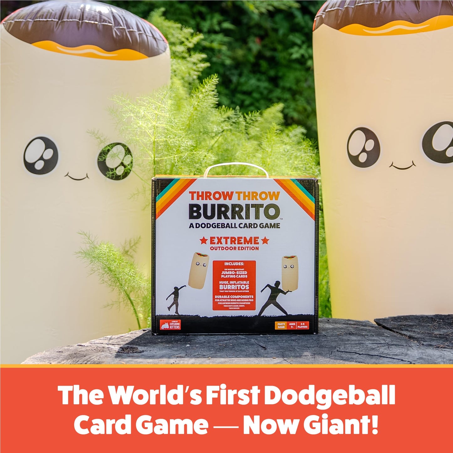 Exploding Kittens Throw Throw Burrito Extreme Outdoor Edition – Giant Inflatable Dodgeball Card Game