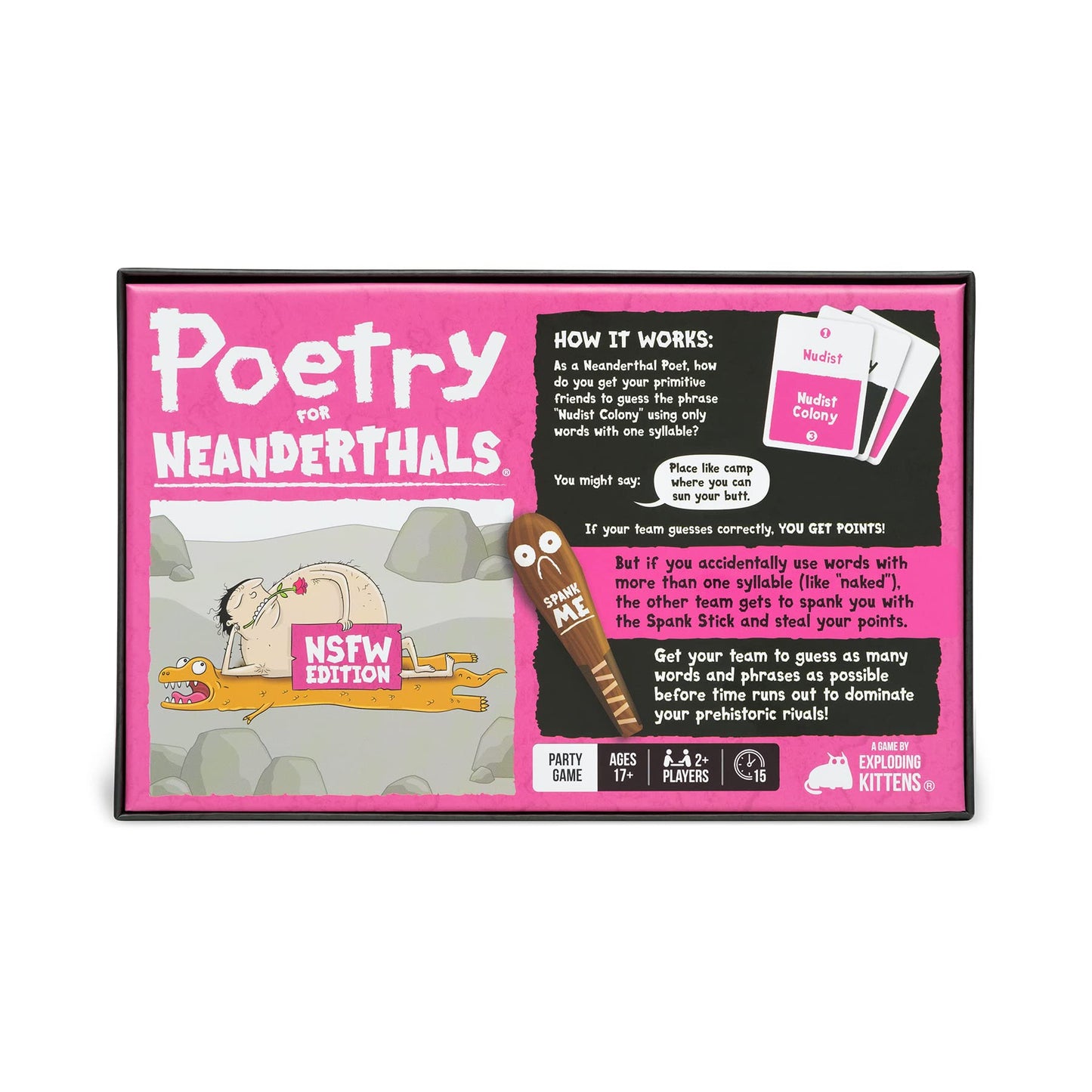Exploding Kittens Poetry for Neanderthals NSFW Edition – 2+ Players, 15-Minute Adult Word Guessing Game