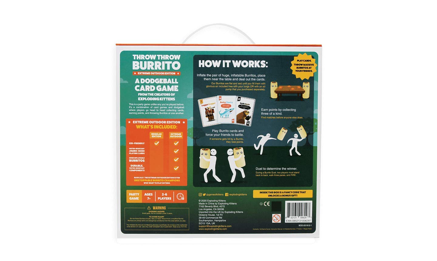 Exploding Kittens Throw Throw Burrito Extreme Outdoor Edition – Giant Inflatable Dodgeball Card Game