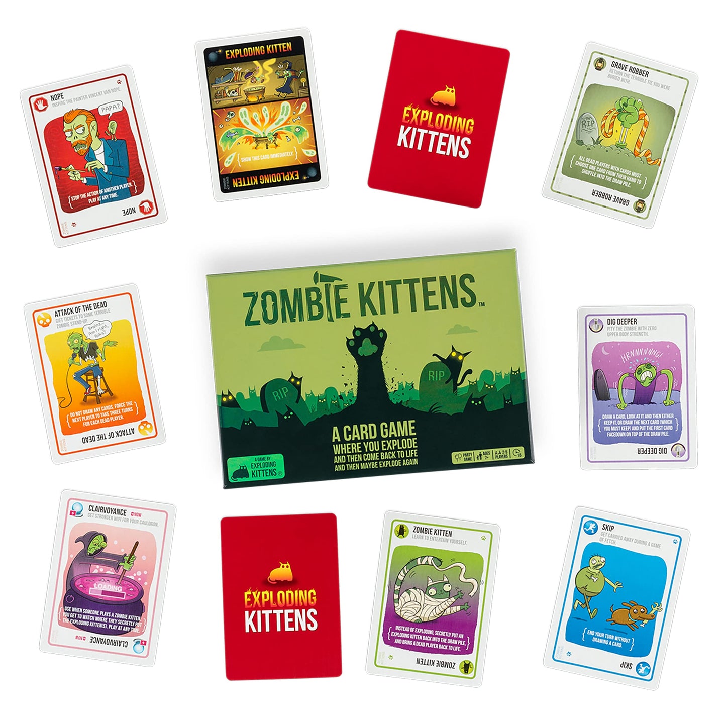 Exploding Kittens: Zombie Kittens — 2-5 Players, 15 Minutes to Play, Ages 7+ | High Stakes Card Game