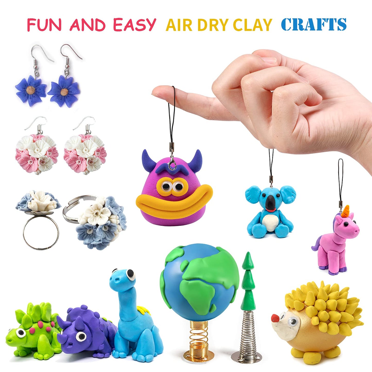 Exptolii 24-Color Air Dry Clay for Kids – No-Bake, Non-Toxic Modeling
