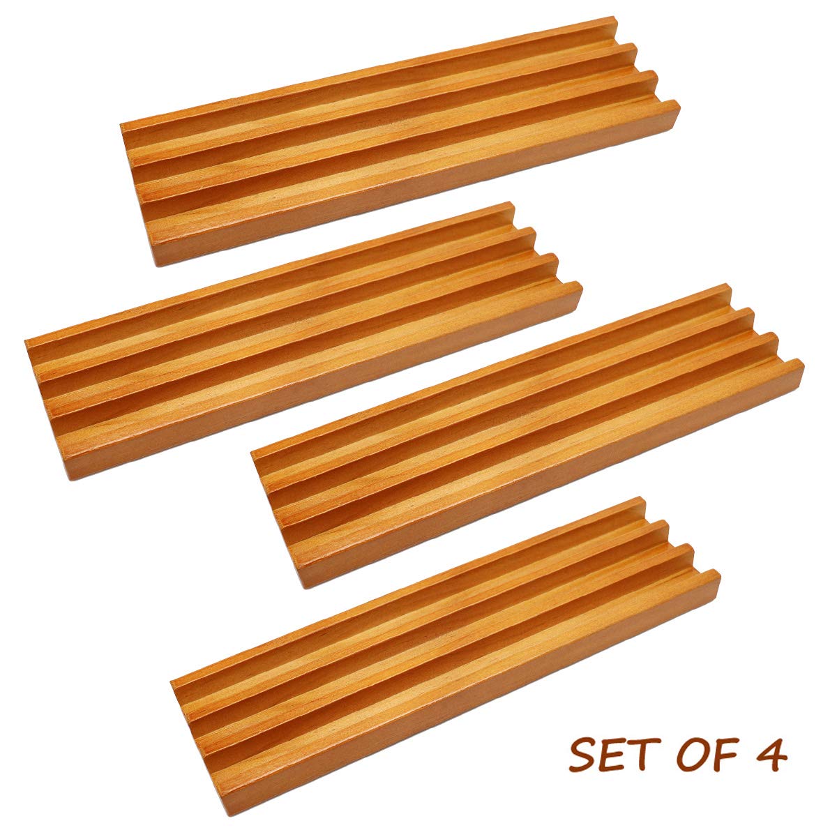 Exqline Wooden Domino Racks – 4-Piece Premium Holder Set for Mexican Train