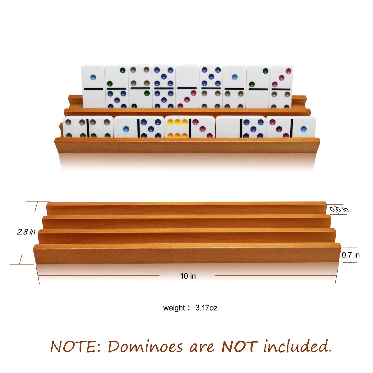 Exqline Wooden Domino Racks – 4-Piece Premium Holder Set for Mexican Train
