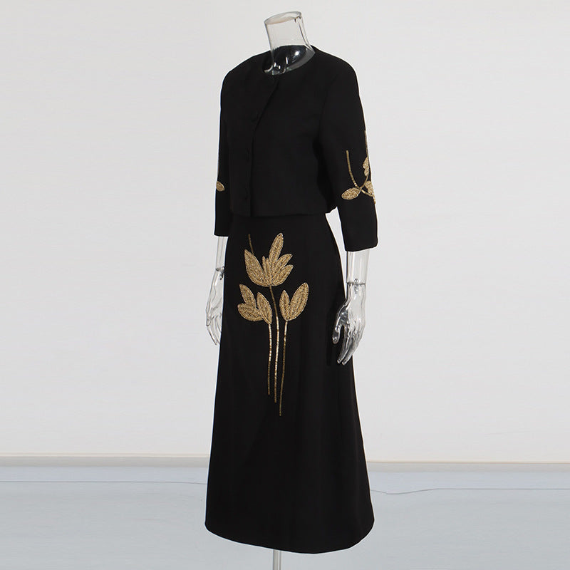 Exquisite Flowers Beaded Two-pieces Set