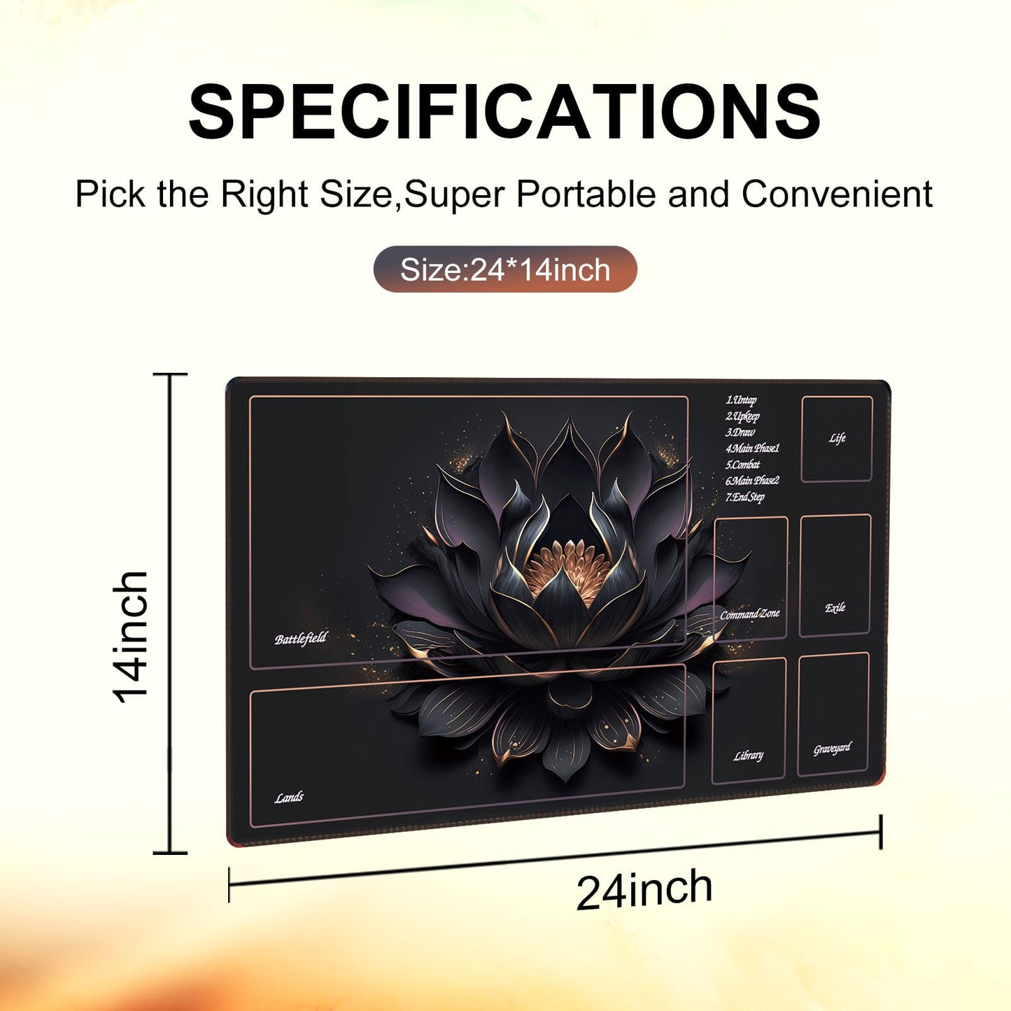 Extalas MTG Playmat with Zone Map | Waterproof, Non-Slip, Includes Storage Tube & 7 Dice