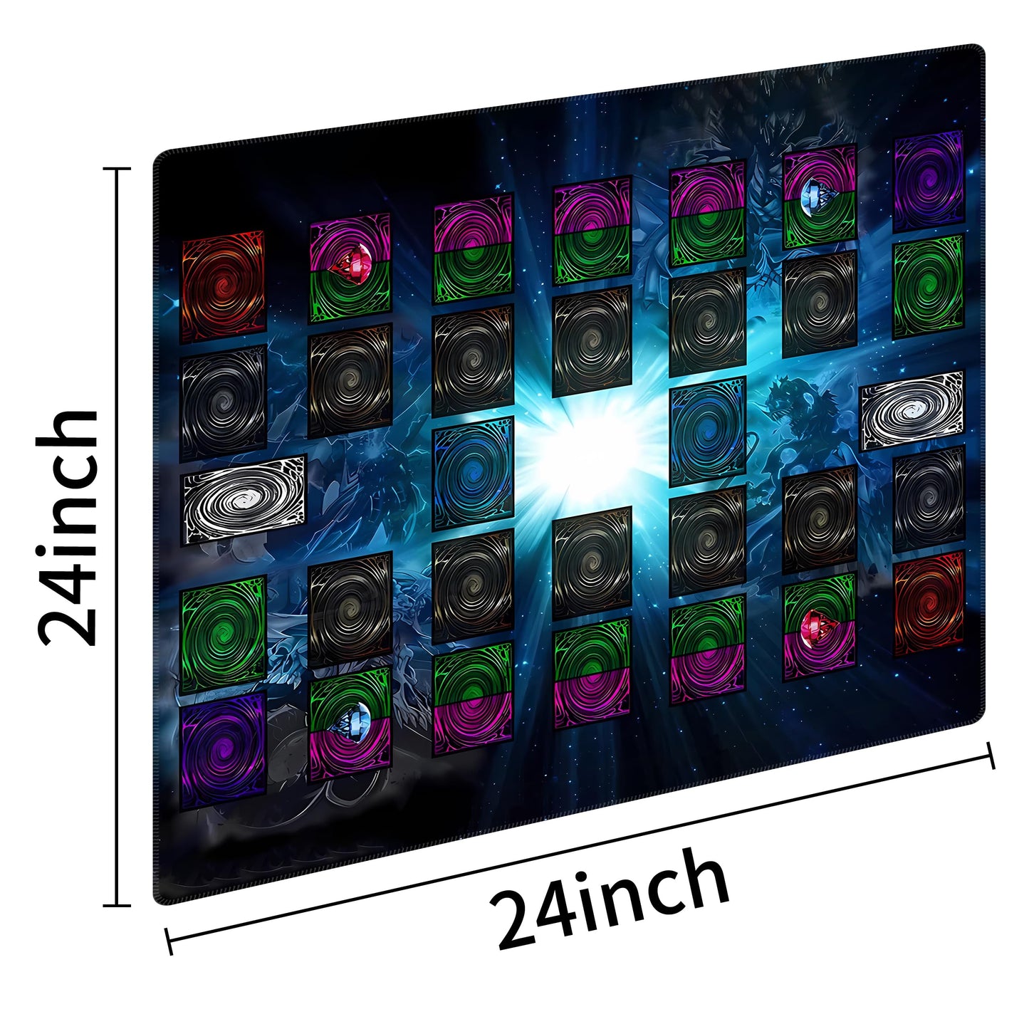 Extalas Stitched Yugioh Playmat – 24 x 14 in, Master Rule Field Zones, Original Art
