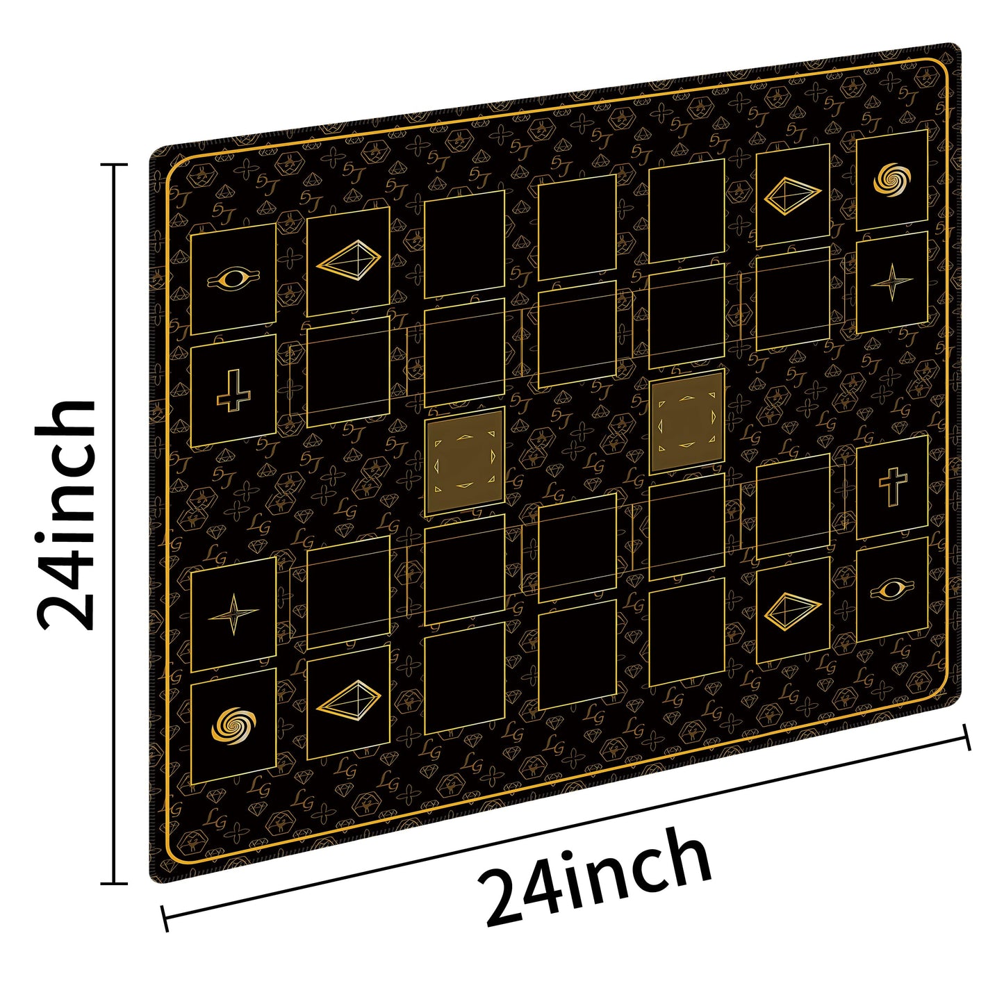 Extalas Stitched Yugioh Playmat – Large 24x14 in with Master Rule Field Zones & Original Art (Golden)