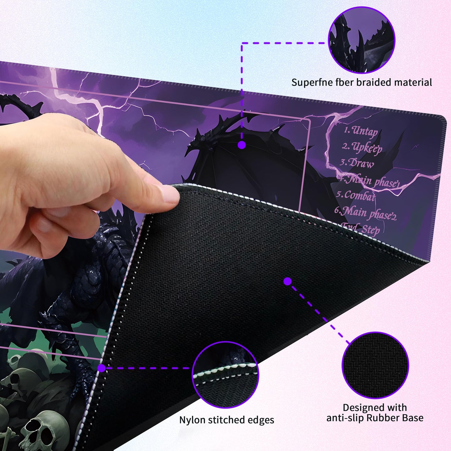 Extalas MTG Playmat TCG Playmat – Includes Storage Bag & 16 Dice | Edge-Locking Waterproof & Non-Slip Surface (Roaring Dragon)