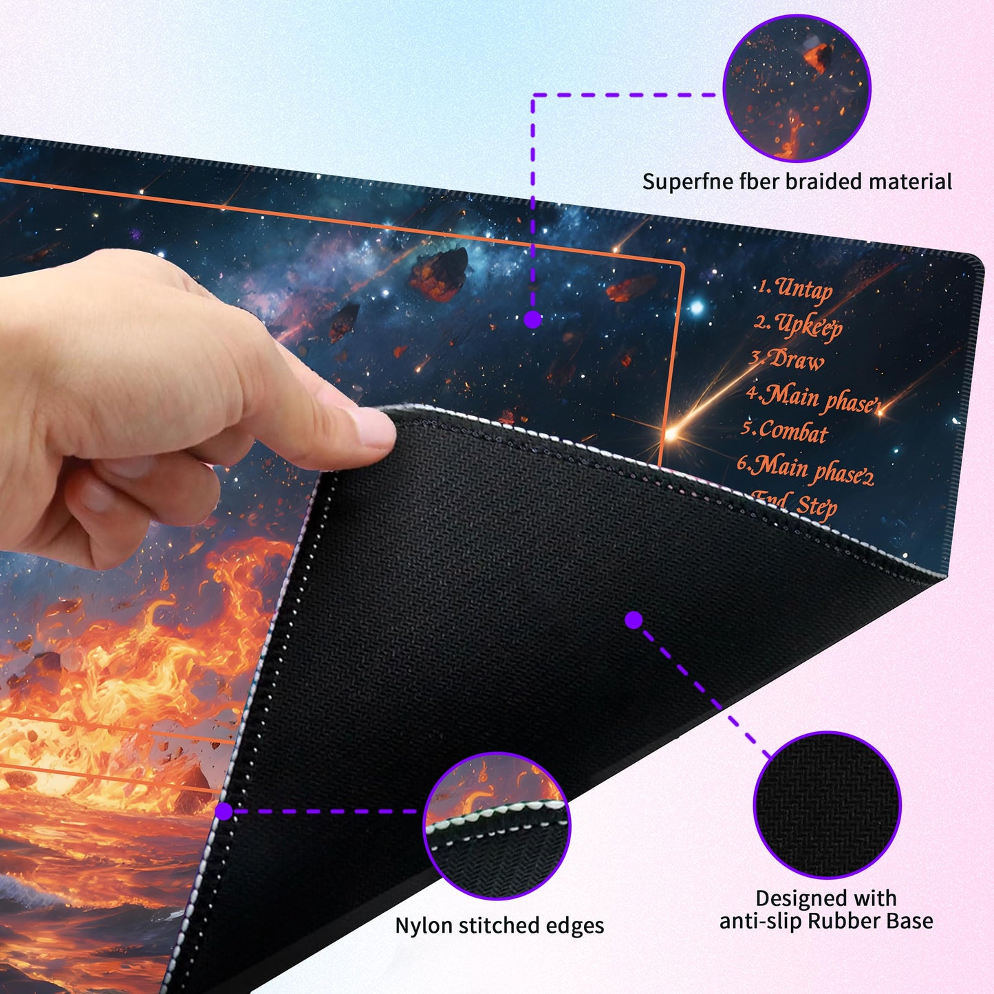 Extalas MTG Playmat – Glowing River Landscape, Non-Slip, Waterproof, Includes Dice & Storage Tube