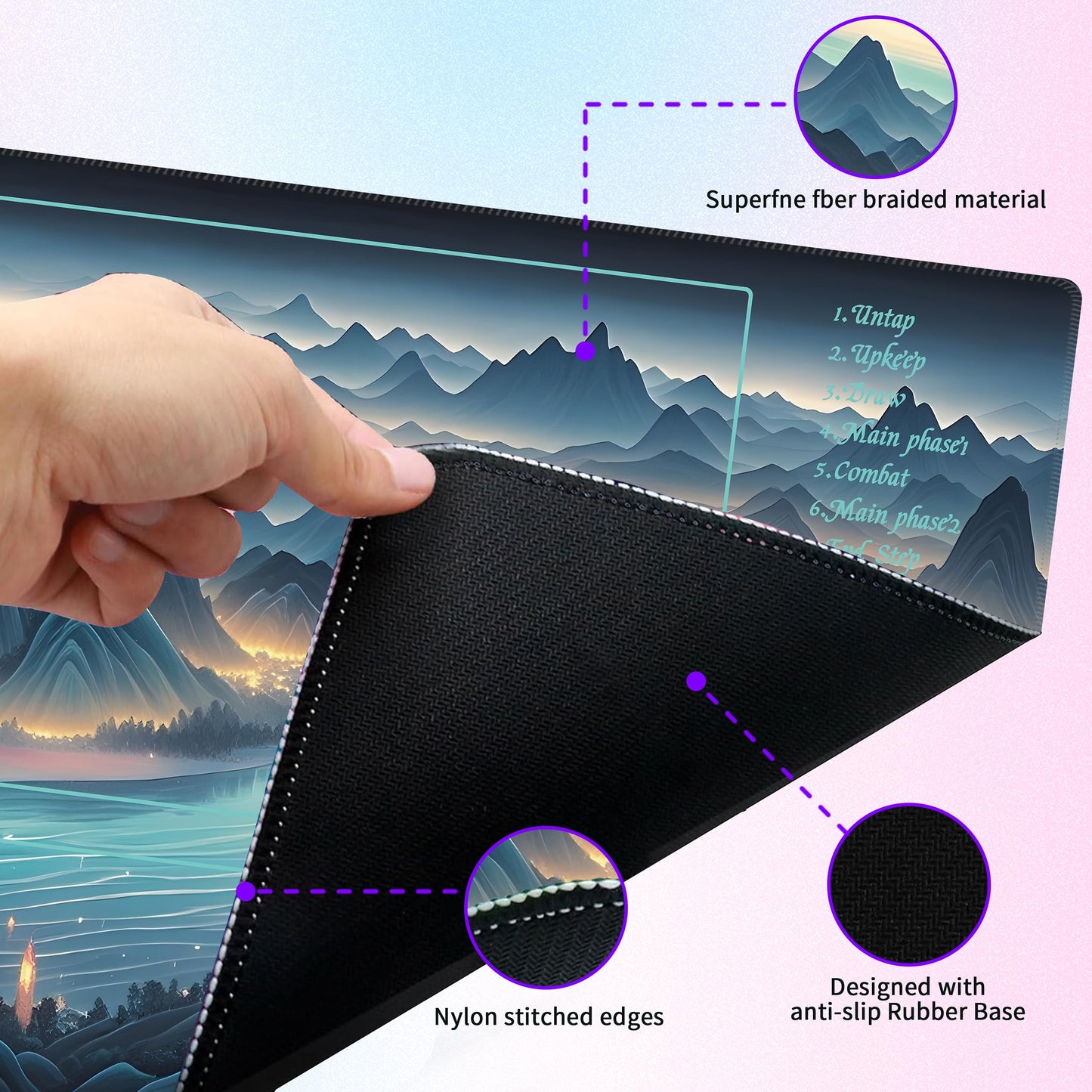 Extalas MTG Playmat TCG Playmat – Includes Storage Bag and 16 Dice – Experience Top-Tier Quality and Edge-Locking Waterproof Non-Slip Mat (Playmat with Starry Sea and Fire)